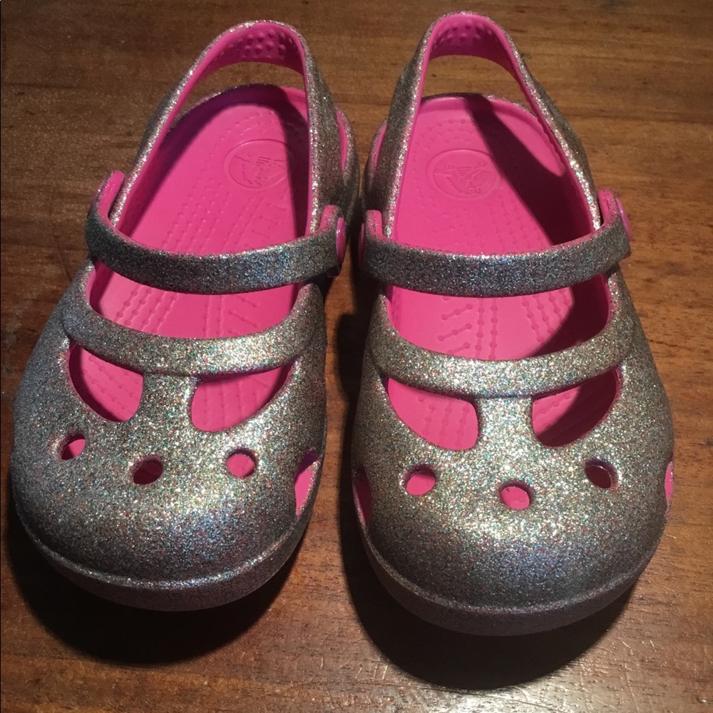 Crocs Mary Jane Pink Sparkle Glitter C9 🎀✨🎀